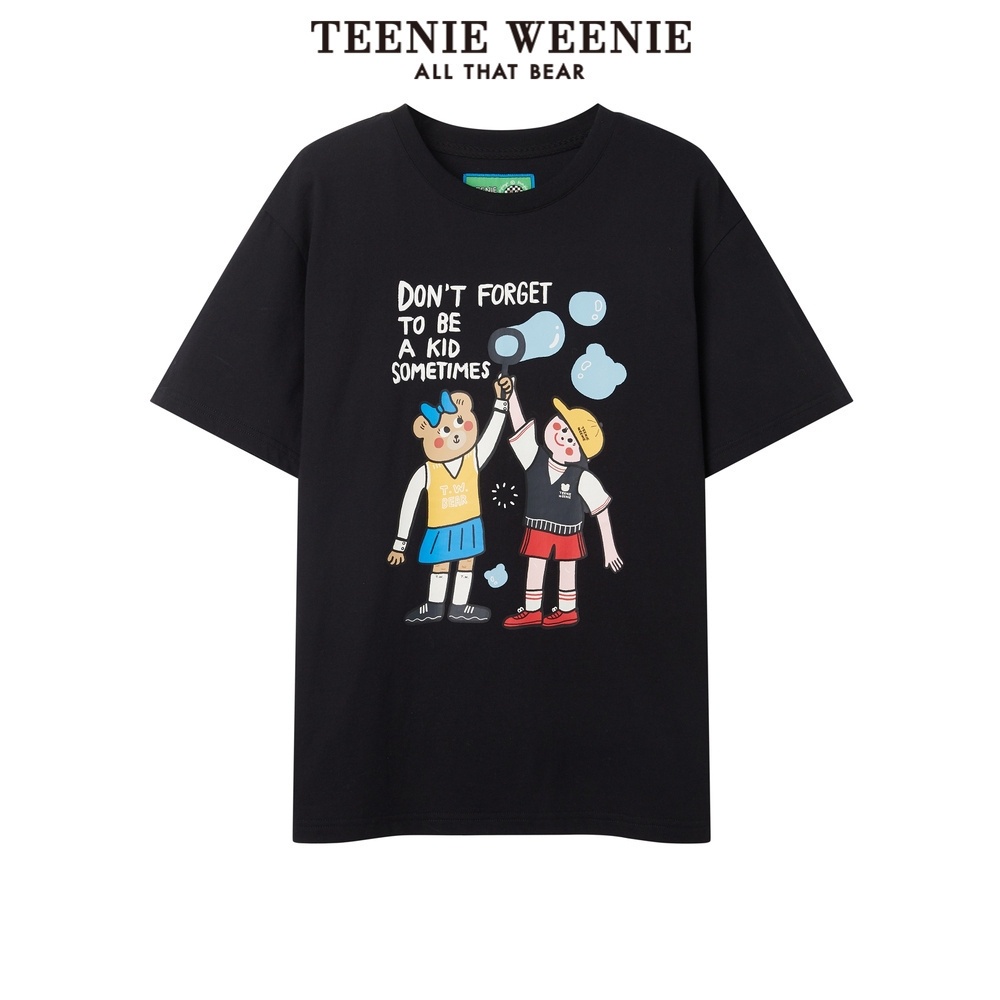 🔥 Teenieweenie Bear & Artist Sun Jiayi เสื้อยืดลําลองสําหรับสตรีแขนสั้นพิมพ์ลายทรงหลวม 🔥