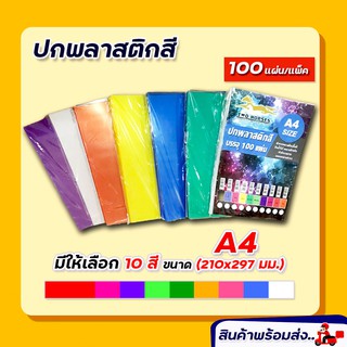 แผ่นใส ปกพลาสติก สี แผ่นรองปกสี ขนาด A4 บรรจุ 100 แผ่น เซลลูลอย แผ่นใส พลาสติกใสa4