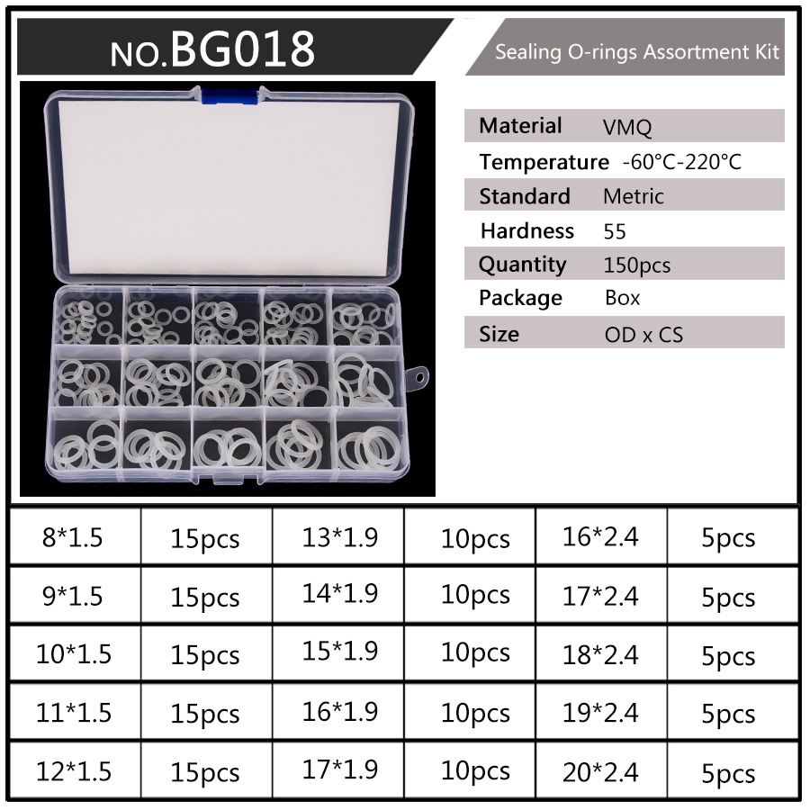 150-200-225PCS PCP Paintball ซีล O แหวนซิลิโคนสีขาวทดแทน OD 6 มม.-30 มม.CS 1.5 มม.1.9 มม.2.4 มม. 3.1 มม.O-ring ชุด - รูปที่ 7
