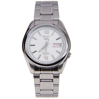 SEIKO 5 Automatic Mens Watch สีเงิน/หน้าขาว สายสแตนเลส รุ่น SNKL51K1