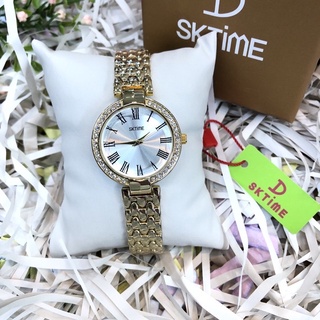 SK-TIME นาฬิกาข้อมือหญิงQuartz Analog3ATM กันน้ำ ตัวเรือนและสายสแตน3ไมครอน