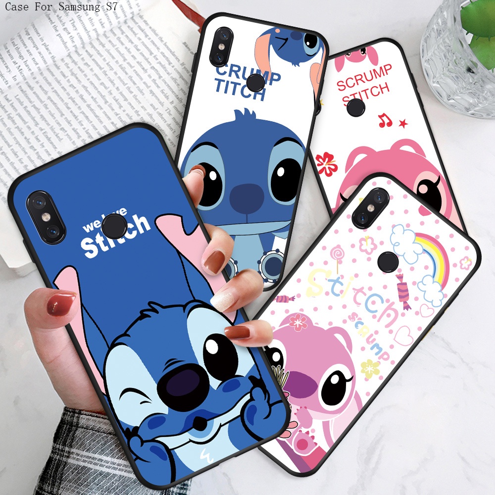 Compatible With Samsung Galaxy S9 S8 S7 Plus Edge S8+ S9+ สำหรับ Case Lovers Stitch เคสโทรศัพท์ TPU Cover