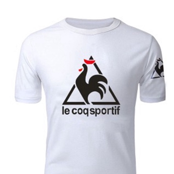 ผ้าฝ้าย Le Coq Sportif French Rooster พิมพ์แขนสั้นผู้ชายผ้าฝ้ายรอบคอสบายๆ Breathable เสื้อยืดแขนสั้น