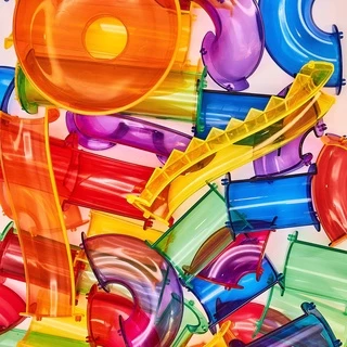 Marble Runs Vibrant Rainbow 96 Pieces ของเล่นชุดตัวต่อแม่เหล็กรางลูกแก้ว 96 ชิ้น