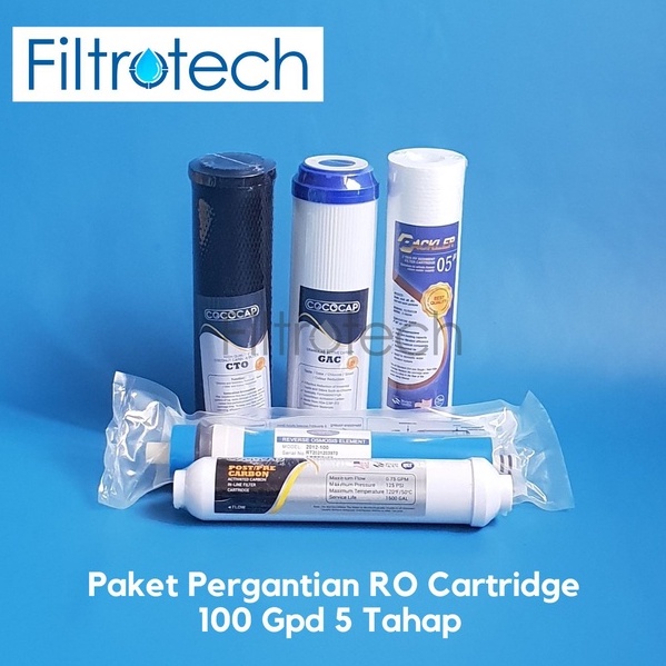 RO Filter Package 100 Gpd Pergantian ประกอบด้วยกรอง RO 5 ขั้นตอน
