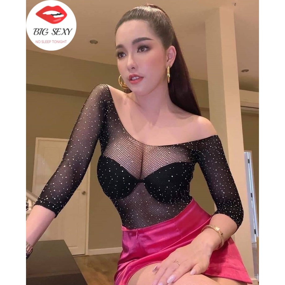 บอดี้สูทตาข่ายเพชร ชุดนอนไม่ได้นอน เกรดแท้พรีเมี่ยม เนื้อผ้าไนล่อน รุ่นใหม่กำลังฮิต สําหรับผู้หญิง S-089