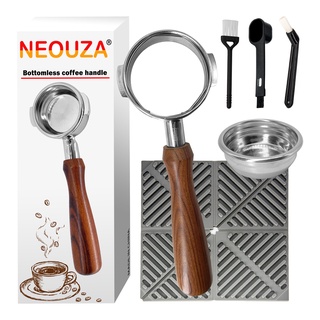 💎NEOUZA 58mm(2 หู)  สูท Welhome ก้านชงกาแฟ ด้ามชงกาแฟ หัวชงกาแฟ Bottomless Portafilter Fillter Basket, Spoon, Tamper Mat, Cleaning Brush, ตะกร้าเติม, ช้อน, แผ่นกันกระแทก, แปรงทำความสะอา