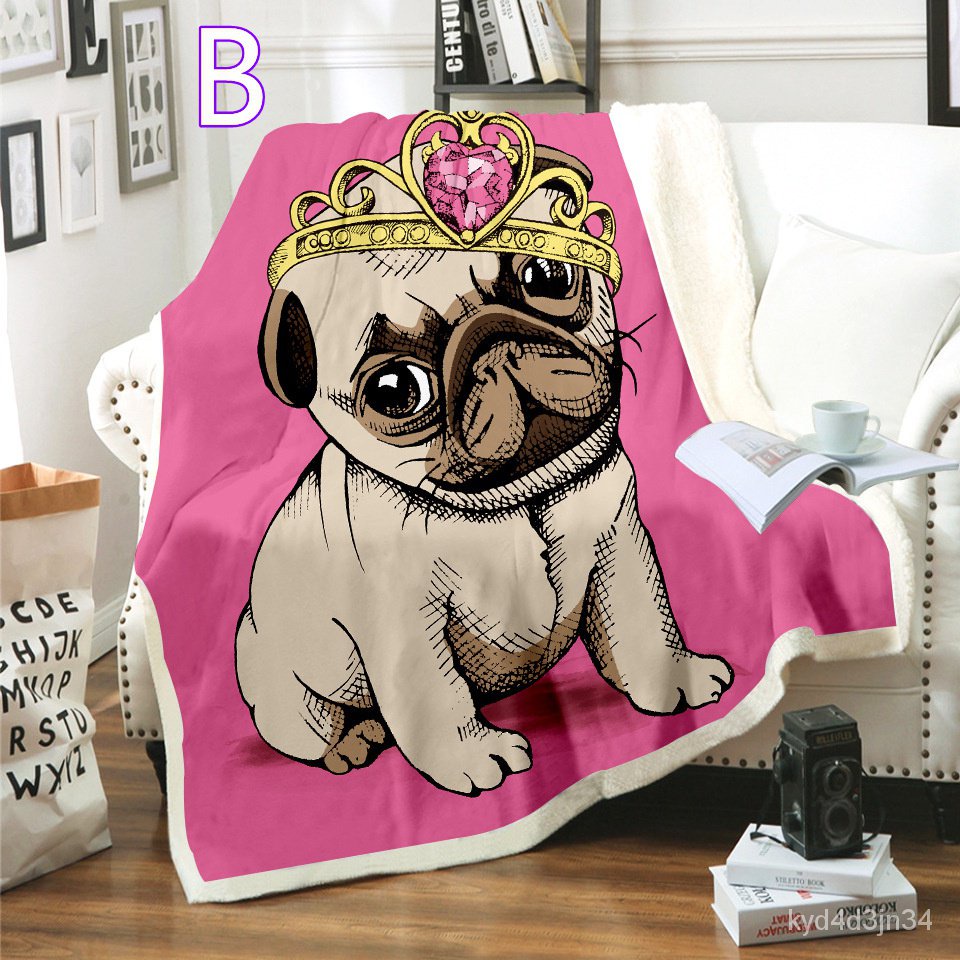 9 Styles Kids Anime Pug Dog 3D Blanket Fleece Cartoon Art Print ...