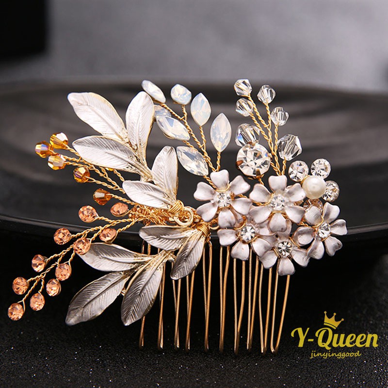 ❤Y-Q Luxurious Gold Hair Comb Hair Sticks Crystal Flower Hair Jewelry  Festival Gifts Bride Hair Pins | Shopee Thailand