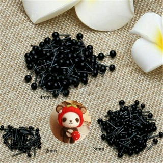 bbyes 100pcs ตุ๊กตาหมีเท็ดดี้สัตว์ดำตา 2/3 / 4mm อุปกรณ์ตุ๊กตาแฮนด์เมด