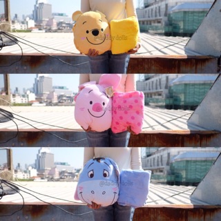 หมอนผ้าห่ม Pooh หมีพูห์ &amp; Piglet พิกเล็ต &amp; Eeyore อียอร์ Sweet นุ่มนิ่ม 12นิ้ว (90x225cm) พู พูห์ หมีพู