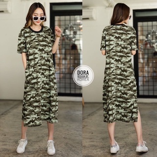 🌈🌿🌸🌺🌼💚🤎🇰🇷Cotton Military Long Dress