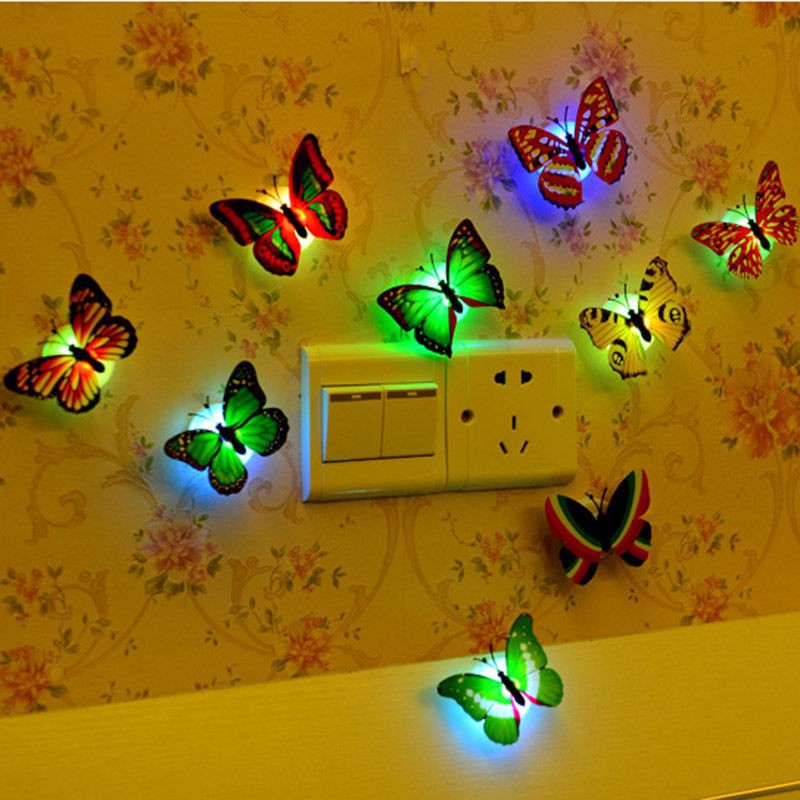 LED สติกเกอร์ผีเสื้อ ติดผนัง ไฟ ไฟประดับ สำหรับตกแต่งบ้าน