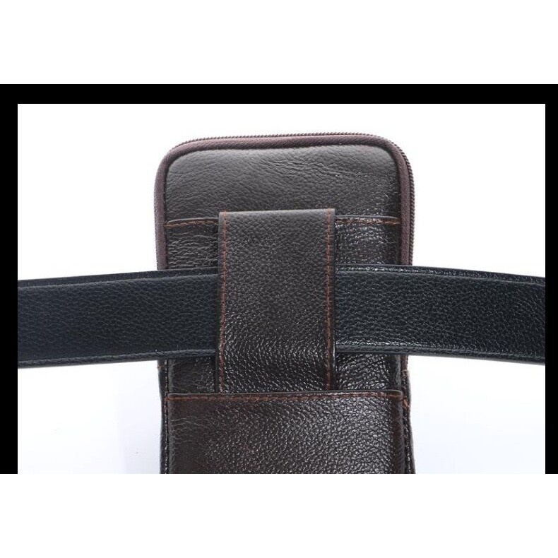 【สินค้าพร้อมส่ง】 โปรโมชั่น กระเป๋าสุภาพบุรุษ ร้อยเข็มขัดคาดเอว กระเป๋าหนังใส่มือถือ ทำจากหนังแท้ แนววินเทจอย่างดี ทร