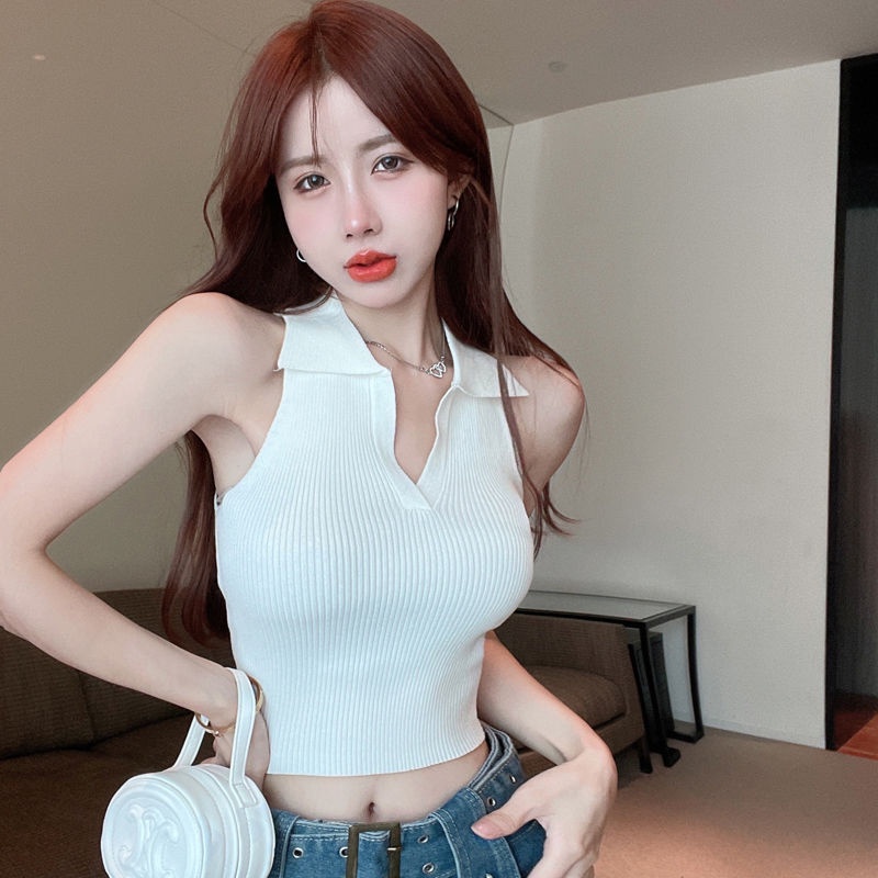 Toshow สีชมพูถักเสื้อกั๊กไหล่สตรีฤดูร้อนสไตล์ฝรั่งเศสสวมใส่แขนกุดปกเชือกแขวนคอคอแขวนbottomingสาวร้อนด้านบน
