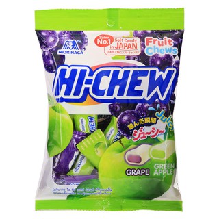 โมรินากะไฮชิวลูกอมเคี้ยวหนึบรสองุ่นและแอปเปิ้ลเขียว 100กรัม Morinaga Hi Chew Grape and Green Apple Flavor Chewy Candy 10