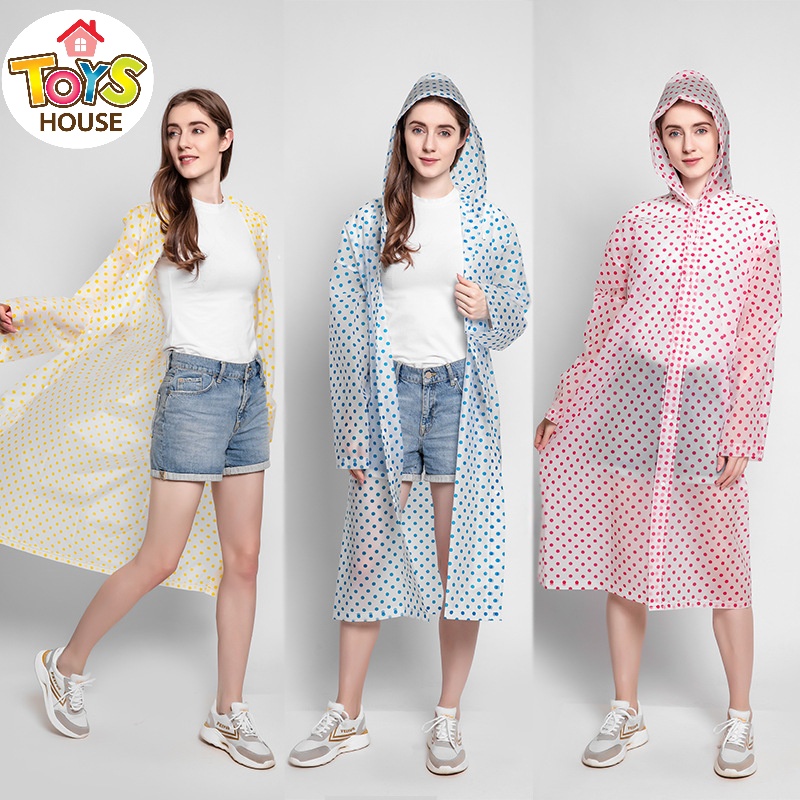 เสื้อกันฝนลายจุด EVA ผ้าไวนิล Free Sizeผู้ใหญ่ ราคาถูก น้ำหนักเบา พกพาสะดวก ทนทาน ไม่ขาดง่าย