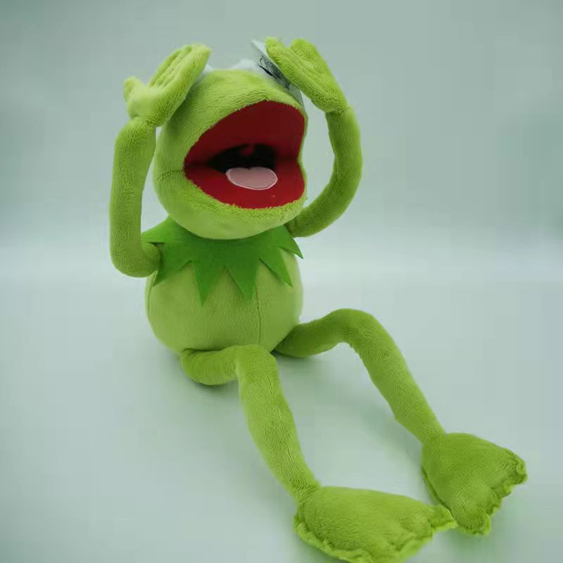 ✇□☃Children Stuffed Animals Toys Hand Puppet Soft Plush Toys Long leg Green Kermit Frog Doll