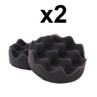 (x2ชิ้น) ฟองน้ำขัดละเอียด&amp;เงาลงแว๊กสีดำ 3 นิ้ว รุ่นคลื่น 3inch Black Foam Buffing Pad