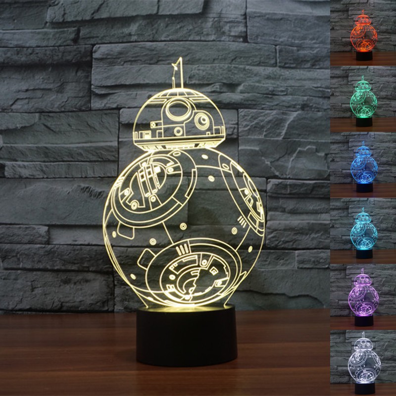 Star Wars 3D Night Light 7 สี BB-8 USB LED โคมไฟตั้งโต๊ะ