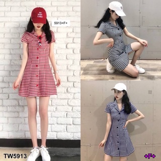 TwinsShopVip💗พร้อมส่ง TW5913 Dress ชุดเดรสเชิ้ตคอปก collar shirt dress