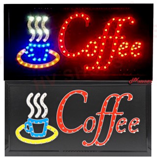 ป้ายไฟ LED Coffee สี หน้าร้านกาแฟ ป้ายไฟวิ่ง ตัวอักษรกระพริบได้ในตัว [ร้านไทยชัวร์]