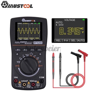 อัพเกรด MUSTOOL MT8208 2 In 1 HD อัจฉริยะมัลติมิเตอร์แบบดิจิทัลกราฟิก Oscilloscope 2.5Msps Oscilloscope ทดสอบอิเล็กทรอนิกส์