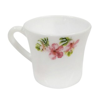 แก้วกาแฟ Pink Hibiscus KASSA HOME รุ่น MKB190 ขนาด 6.5 ออนซ์ สีขาว