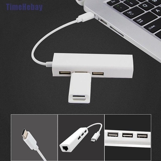 【THB】อะแดปเตอร์เครือข่ายอีเธอร์เน็ต Type C USB-C 3.1 เป็นฮับ USB 3.0 RJ45