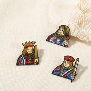 เข็มกลัด รูปไพ่โป๊กเกอร์ JQK King Enamel Pin Queen King เครื่องประดับ สําหรับเพื่อน