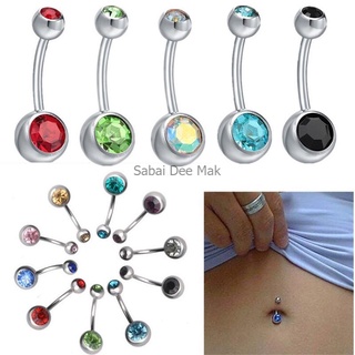 ♛จิวสะดือสแตนเลสแท้ จิวหูสแตนเลสแท้ ✱ Navel 2 CZ (NV.2CZ)✱ K…