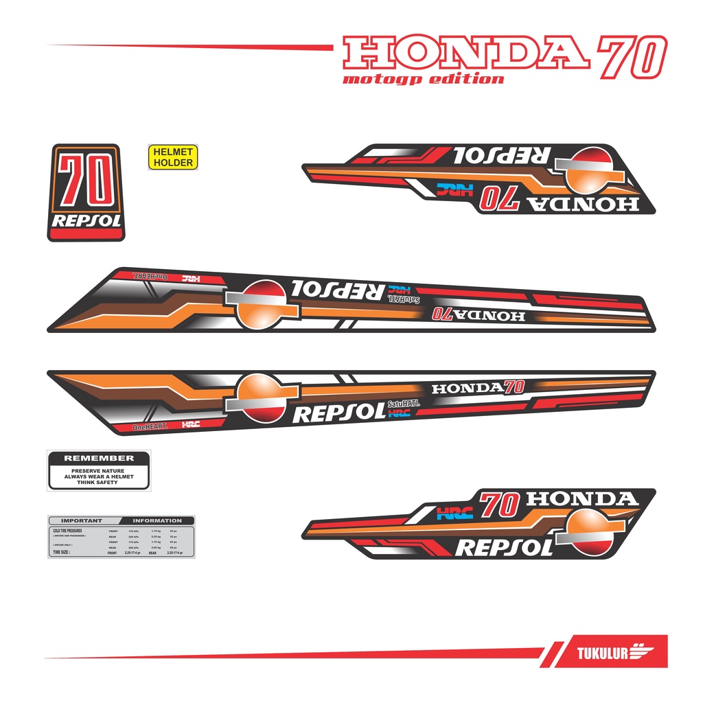 สติ๊กเกอร์ HONDA C70 STRIPING DECAL C70 MOTOGP REPSOL HONDA HRC