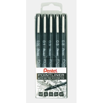 PENTEL ชุดปากกาหัวเข็ม POINTLINER คละ 5 ขนาด