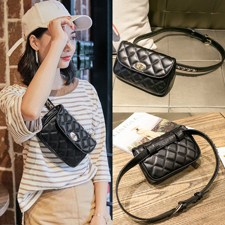 Quilted Women กระเป๋าคาดเอว กระเป๋าคาดเอว กระเป๋าสะพายไหล่ขนาดเล็ก