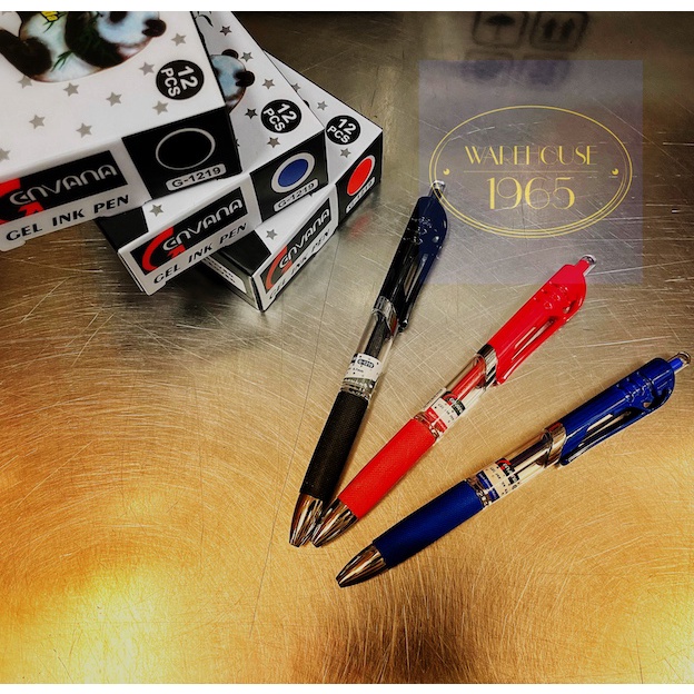 [12 ชิ้น] ปากกาหมึกเจล Genvana แพนด้า 0.7 mm หมึกน้ำเงิน ดำ หรือแดง Panda G1219 Gel Pens -Blue Black or Red