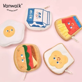 VANWALK กระเป๋าสตางค์ กระเป๋าใส่เหรียญลายการ์ตูนน่ารักๆ 🍳🥖🍞 🍔🥛