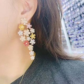ต่างหูเพชร รูปดอกไม้ เพชรสวยมาก