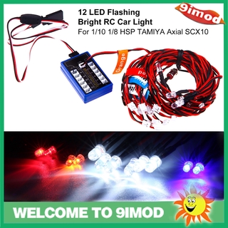 9imod ไฟกระพริบจําลอง LED 12 ดวง สําหรับโมเดลรถบรรทุกบังคับ 1/10 1/8 Drift HSP TAMIYA CC01 4WD