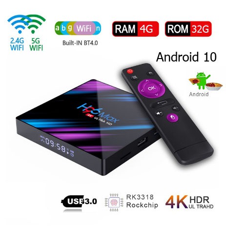 H96 MAX กล่องแอนดรอย box Smart TV Box RK3318 Android 10 Android Box 4GB 32GB  Media player