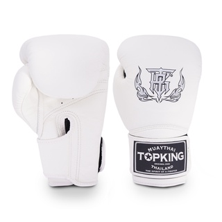 นวมชกมวย TOP KING MuayThai Boxing Gloves White SUPER SINGLE TONE สีขาว