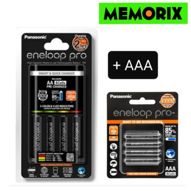 ถูกที่สุด ของแท้ Orignal แท่นชาร์จพร้อมถ่านชาร์จ AA 4 ก้อน + AAA 4 ก้อน 950 mAh Panasonic eneloop Pr