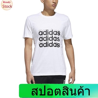 Adidasเสื้อยืดแขนสั้น Adidas Mens Triple Logo Graphic T-Shirt AdidasPopular T-shirts