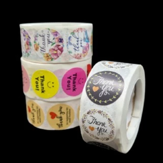 (350-500ดวง/1ม้วน) สติ๊กเกอร์ Thank you กว้าง 2.5 cm [ii]
