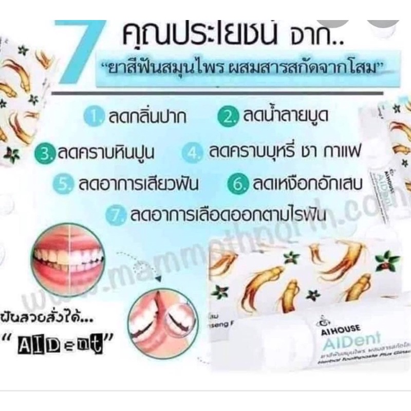 ยาสีฟัน AIdent ยาสีฟันสมุนไพรผสมสารสกัดโสม ( ยาสีฟันไอเด้นท์ )
