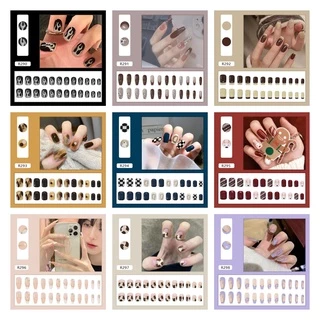 【พร้อมกาว + กล่อง】เล็บปลอม R280-R320 24 ชิ้น