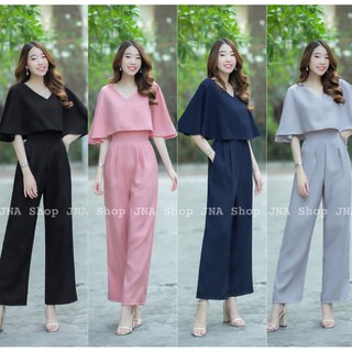 hbstation.shop เสื้อผ้าแฟชั่น จั๊มสูทขายาว สีดำ ชมพู กรม เทา พร้อมส่ง