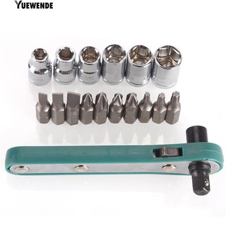 ※‴ 1/4 ไขควง 17Pcs รั้งวงล้อขนาดเล็ก Rapid Ratchet 6.35 Quick Socket Tool Bit