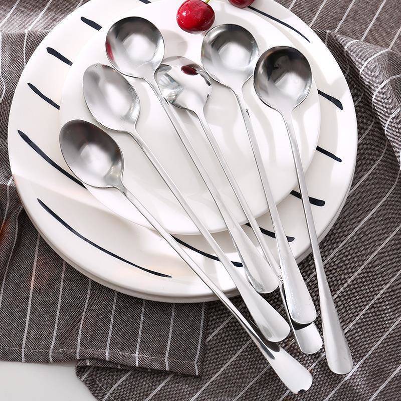 Stainless steel coffee spoon tip stirring spoon round head spoon ice ...
