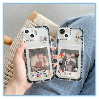 เคสไอโฟนใส่บัตร มิกกี้เมาส์ &amp; มินนี่ เคสไอโฟน14กันกระแทกแบบใสกันกระแทก สำหรับ เคส iPhone 14/13/12/11Pro Xr Xs X XS Max 7 8 plus เคสไอโฟน7พลัส เคสไอ