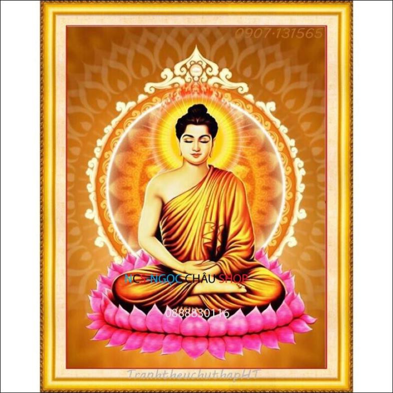 [จัดส่ง 48] ภาพวาดเพชรพระพุทธรูปศากยมุนี VS482 (80x60) ยังไม่ติด